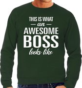 Awesome Boss / baas cadeau sweater groen heren L