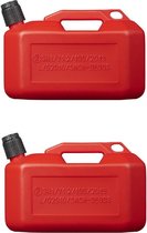 2x Rode jerrycans/watertanks/benzinetanks 10 liter - Voor water en benzine - Jerrycans/watertanks voor onderweg of op de camping