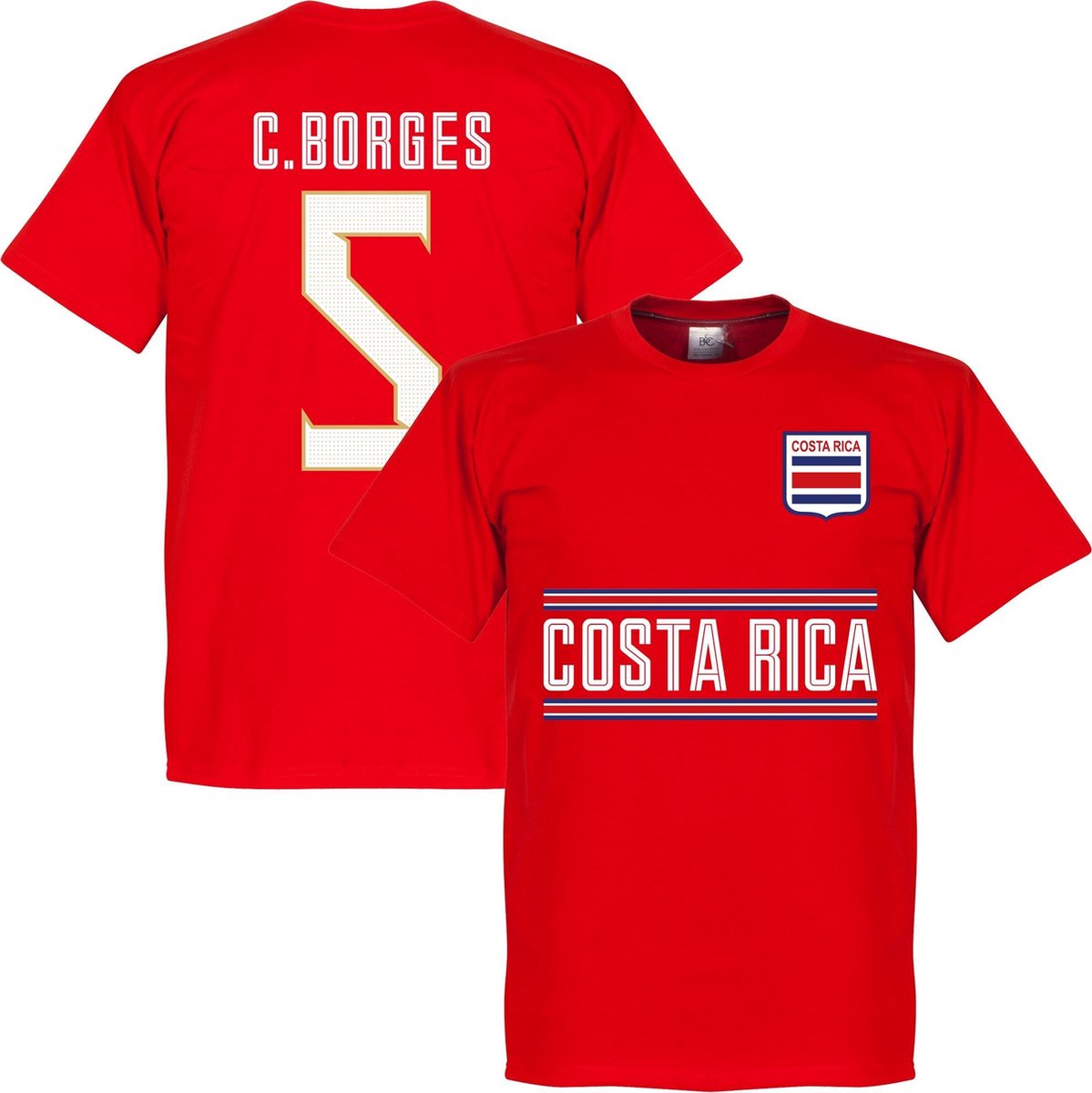 Costa Rica C. Borges 5 Team T-Shirt - Rood - XS