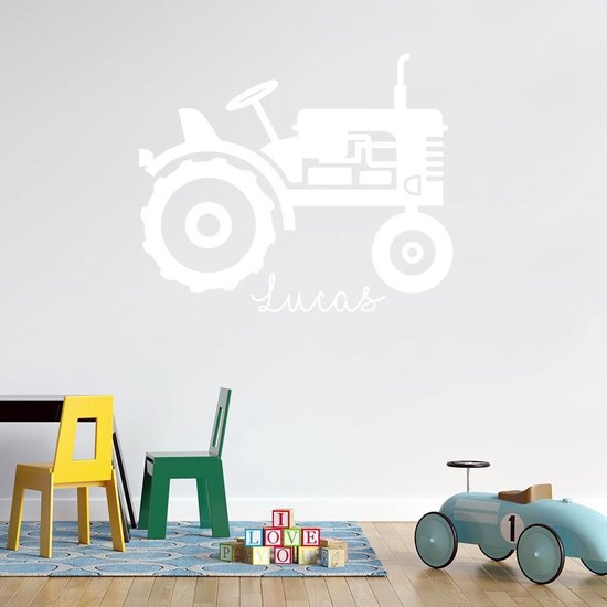 Muursticker Tractor met naam - Zwart | Muurstickers kinderkamer |  Kinderkamer... | bol.com