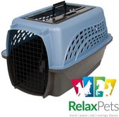 Relaxpets - Reismand - Kattenmand - Kennel - 2 Zijdig Openen - Blauw -  61x42x36cm