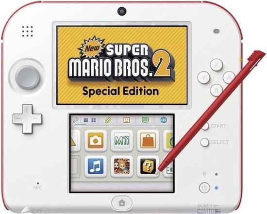 Nintendo 2DS Console - Wit/Rood - Limited Edition + New Super Mario Bros. 2 - Nintendo