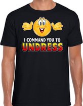Funny emoticon t-shirt I command you to undress zwart heren L