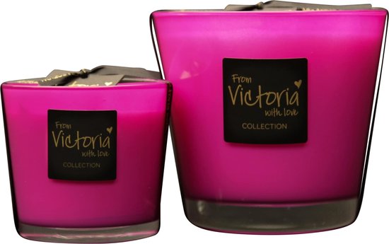 Victoria with Love - Bougie - Bougie parfumée - Fushia brillant - Medium - Glas - Intérieur