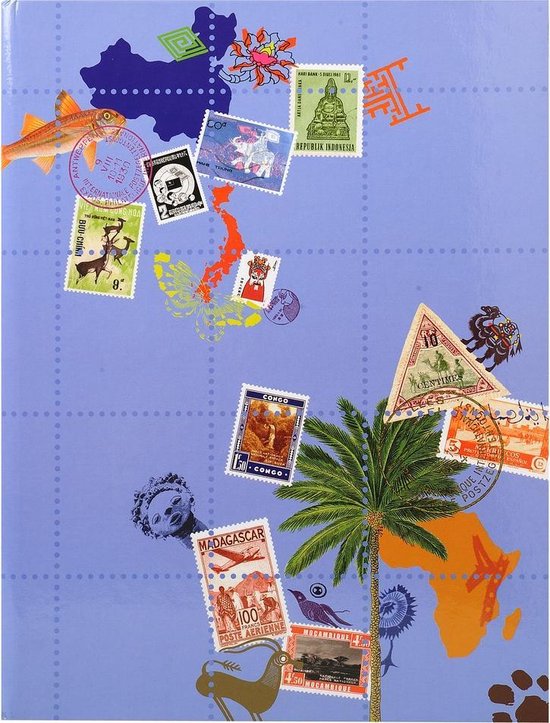 Afbeelding van het spel 5x Postzegelalbum met klassieke kaft - 16 zwarte bladen - 9 banden - 22 ,5x30,5cm, Geass. Designs