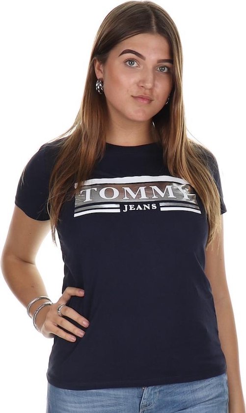 Tommy Jeans T-shirt Metallic logo Twilight Navy | bol.com