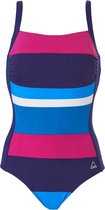 Tweka Badpak Pool Swimsuit Soft Cup Big Horizontal Stripe Blauw