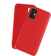 silicone case Samsung Galaxy A71 - rood + glazen screen protector