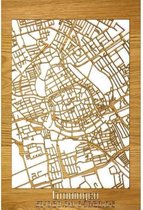 Citymap Groningen Notenhout - 40x60 cm - Stadskaart woondecoratie - Wanddecoratie - WoodWideCities