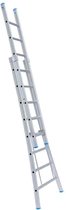 Eurostairs Opsteek ladder dubbel uitgebogen 2x16 sporten + gevelrollen