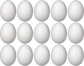 15x Piepschuim ei decoratie 20 cm hobby/knutselmateriaal - Twee losse helften/schalen ei - Knutselen DIY eieren beschilderen - Pasen thema paaseieren eitjes wit