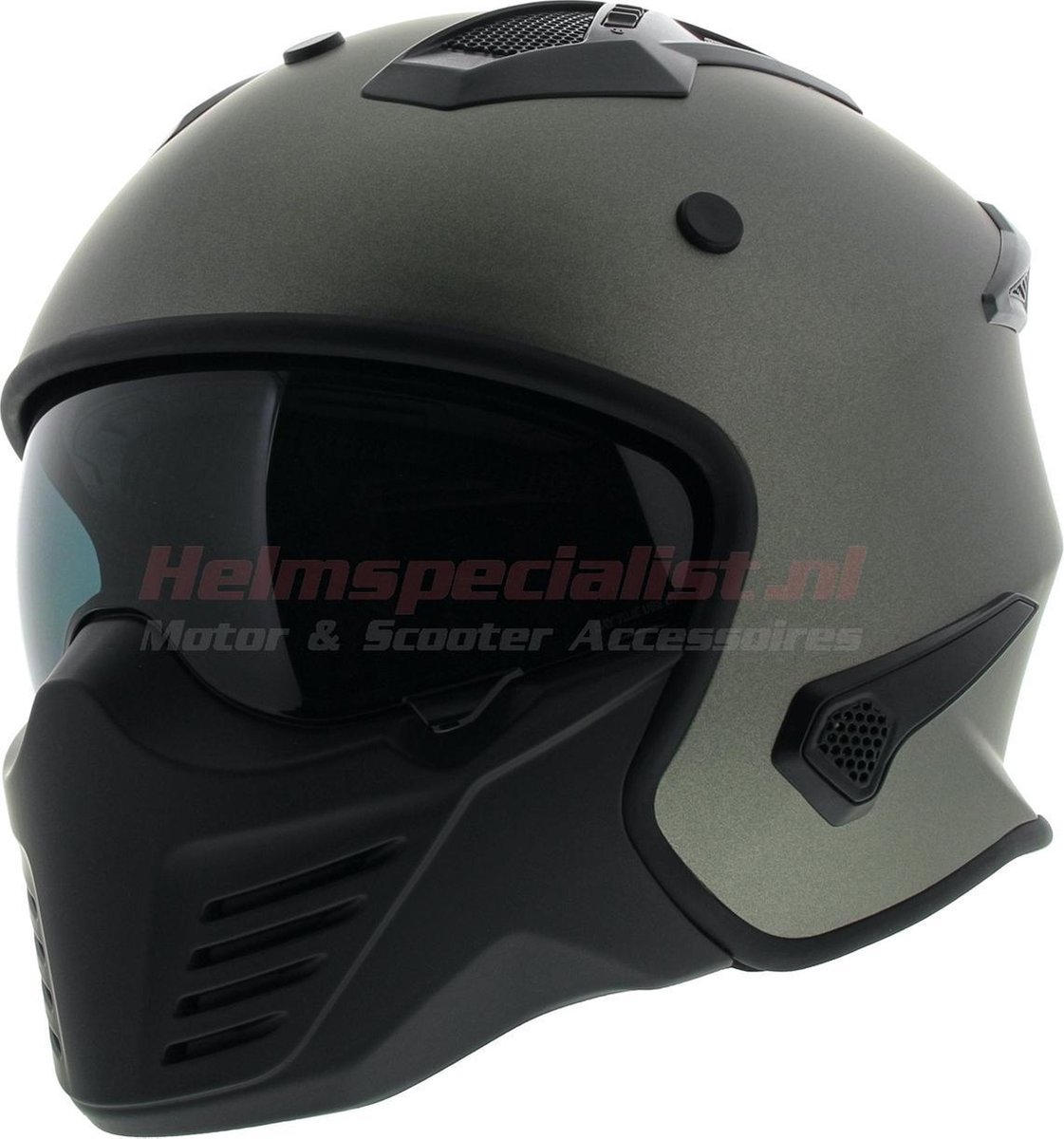 Vito Bruzano Jethelm - Motorhelm - Mat Titanium- Maat S