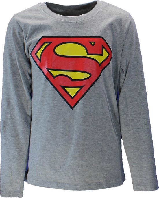 | DC Comics Superman Logo Kinder Longsleeve Shirt Grijs DC Comics Superman Kids Hoodie Sweater Grijs