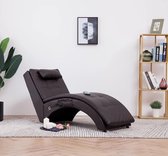 Massage chaise longue met kussen kunstleer bruin