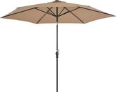 Tuinparasol met LED-verlichting en stalen paal 300 cm taupe