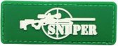 Sniper geweer militaire groene PVC patch embleem met klittenband