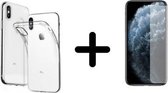 iPhone Xs Hoesje Transparant - Siliconen Case - 1x Tempered Glass Screenprotector