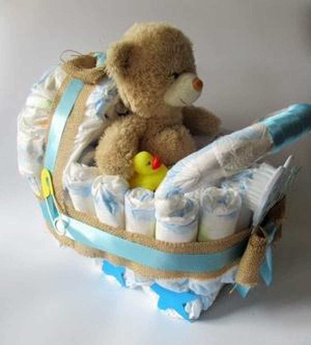 Beste bol.com | Luiertaart Kinderwagen Beer Blauw | Kraamcadeau HT-86