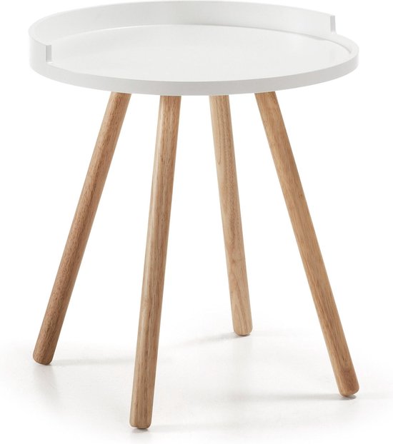 Kave Home - Table d'appoint Kurb Ø 46 cm blanc
