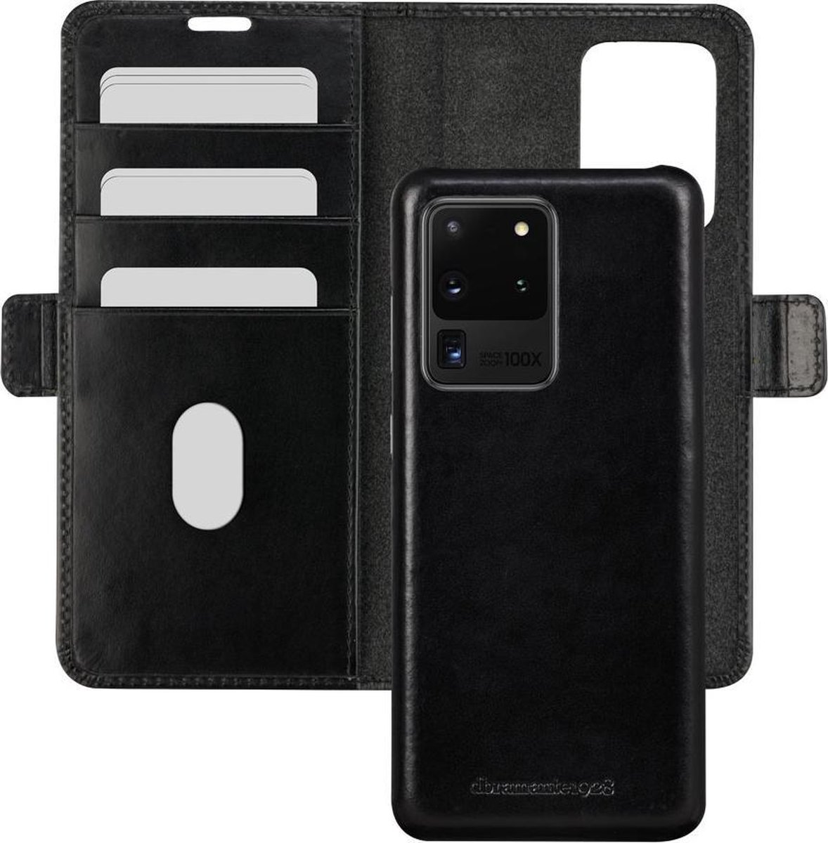 Samsung Galaxy S20 Ultra Bookcase hoesje - dbramante1928 - Effen Zwart - Leer