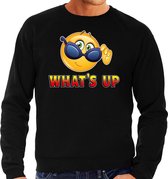 Funny emoticon sweater Whats up zwart heren XL (54)