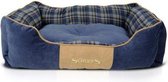 Stevige Hondenmand van Hoogwaardige Chenille stof met anti-slip onderzijde - Scruffs Highland Box Bed - Kleur: Blauw, Maat: Small