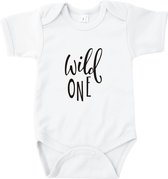 Rompertjes baby met tekst - Wild one - Romper wit - Maat 50/56