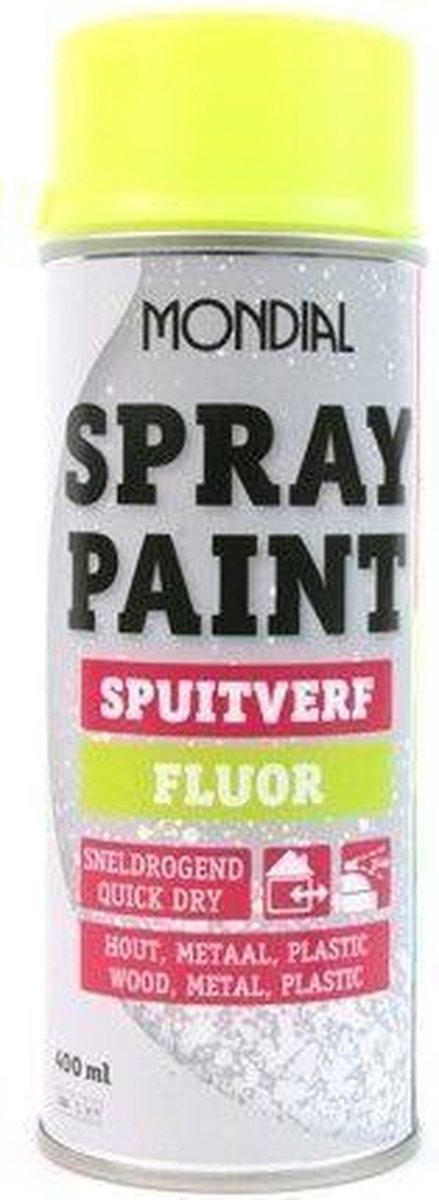 Mondial - Verf Spuitbus - Spuitlak - 400ml - Sneldrogend - Fluor