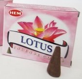 6x Pakjes wierook met 10 kegeltjes Lotus - 60 wierook kegels