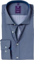 Redmond slim fit overhemd - blauw dessin (contrast) - Strijkvriendelijk - Boordmaat: 39/40