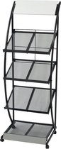 Tijdschriftenrek - Staal & MDF - Zwart & Wit - 47x40x134 cm