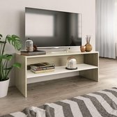 Tv-meubel 100x40x40 cm spaanplaat wit en sonoma eikenkleurig