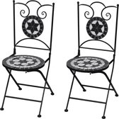 Bistrostoelen inklapbaar - Keramiek - Zwart en wit - 2 st