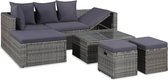 4-delige Loungeset met kussens poly rattan grijs (incl. Fleecedeken)