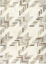 Vloerkleed patchwork 80x150 cm echt harig leer grijs/wit