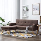 Bank L-vormig 186x136x79 cm stoffen bekleding bruin