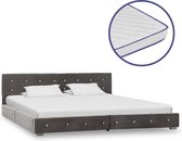 Bed met traagschuim matras fluweel grijs 180x200 cm