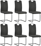 Eetkamerstoelen 6 st kunstleer grijs