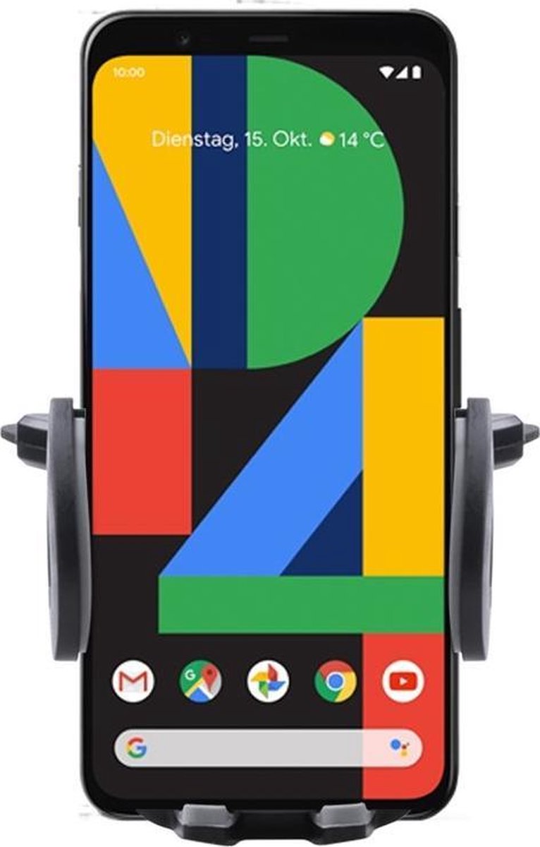 Shop4 - Google Pixel 4 Autohouder Verstelbare CD Houder Zwart met Draaiklem Zwart