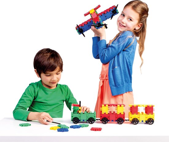 Clics Build & Play 8-in-1 bouwblokken– DUURZAAM SPEELGOED gemaakt van GERECYCLEERDE kunststof- bouwset 5 in 1 - speelgoed 4,5,6,7,8 jaar jongens en meisjes- educatief speelgoed- Montessori speelgoed- constructie speelgoed