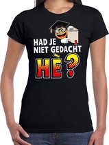 Funny emoticon geslaagden t-shirt Niet gedacht he zwart dames S