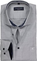 CASA MODA modern fit overhemd - blauw met wit structuur (contrast) - Strijkvriendelijk - Boordmaat: 46