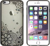 Backcover Clear Bumperlook voor Apple iPhone 5/5S/SE Flower Zwart