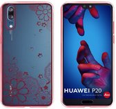 Backcover Clear Bumperlook voor Huawei P20 Pro Flower Rosé Goud
