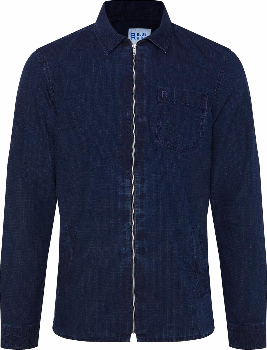 HISDERN Heren Blauwe Overhemden Lange Mouw Formele Jurk Shirt en Stropdas Set Zakelijke Button Down Regular Fit M