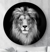 HIP ORGNL Schilderij Lion - Leeuw - ⌀80cm - Wandcirkel dieren - Zwart wit