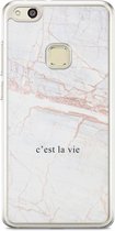 Casimoda® hoesje - Geschikt voor Huawei P10 Lite - C'est La Vie - Siliconen/TPU - Soft Case - Grijs - Tekst