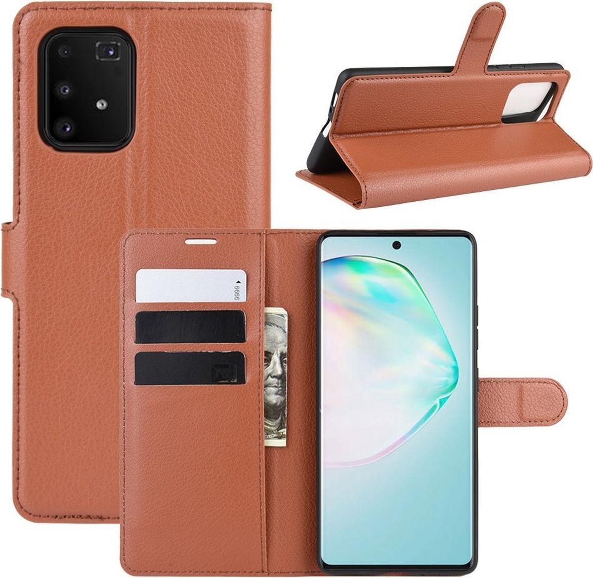 Book Case - Geschikt voor Samsung Galaxy S10 Lite Hoesje - Bruin