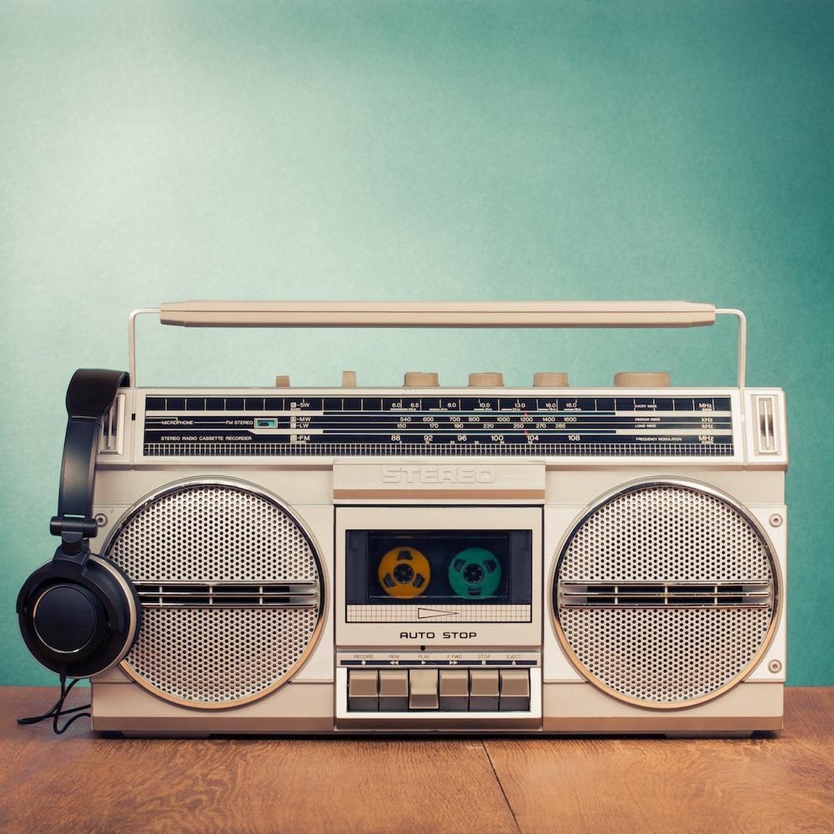 karo-art Schilderij - Stereo Retro , Multikleur , 3 maten , Wanddecoratie