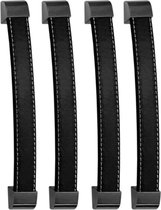 Set van 4 zwarte leren handgrepen (192 mm, metalen eindstuk)